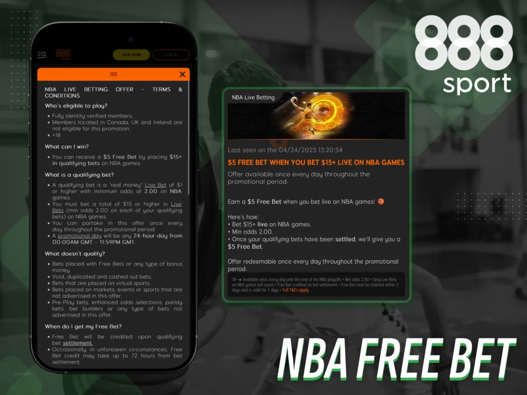 Claim your NBA free bet in the 888sport Nigeria app.