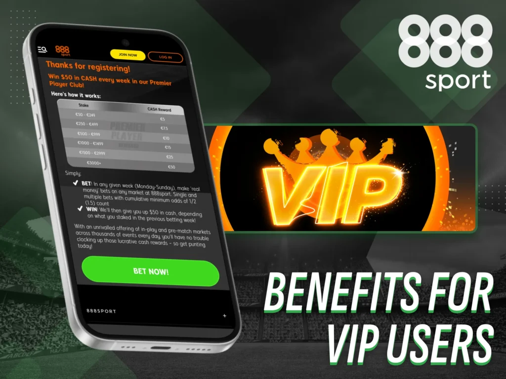 Enjoy exclusive rewards and support as a VIP 888sport app user.
