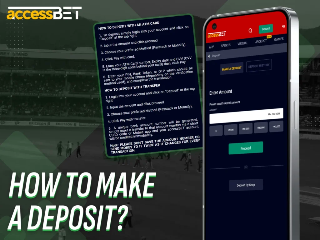 Add funds quickly with the AccessBet app deposit options.