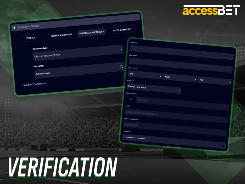 Complete account verification to unlock all AccessBet services.