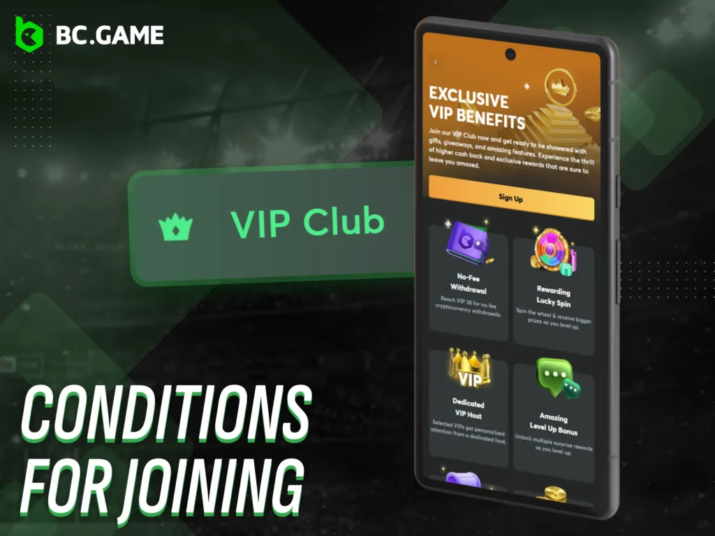 Meet the conditions to enter the BC Game app VIP program.