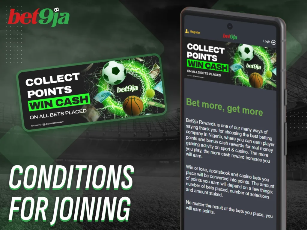 Fulfill all conditions to join Bet9Ja's VIP program via app.